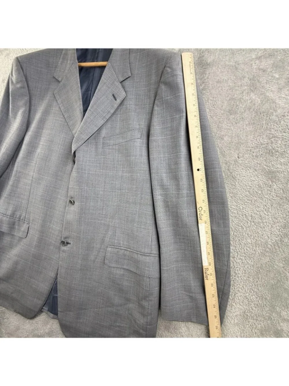 Canali Suit Jacket Mens EU 58 Gray Check Super 120s Wool Made Italy Sport Coat
